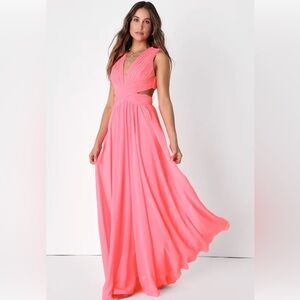 Lulu's Vivid Imagination Neon Pink Maxi Dress